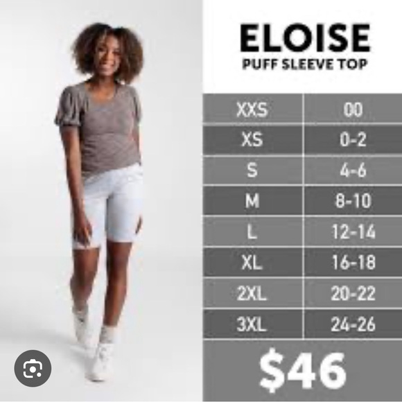 NWT LulaRoe Eloise Puff sleeve top - light blue - Picture 2 of 4